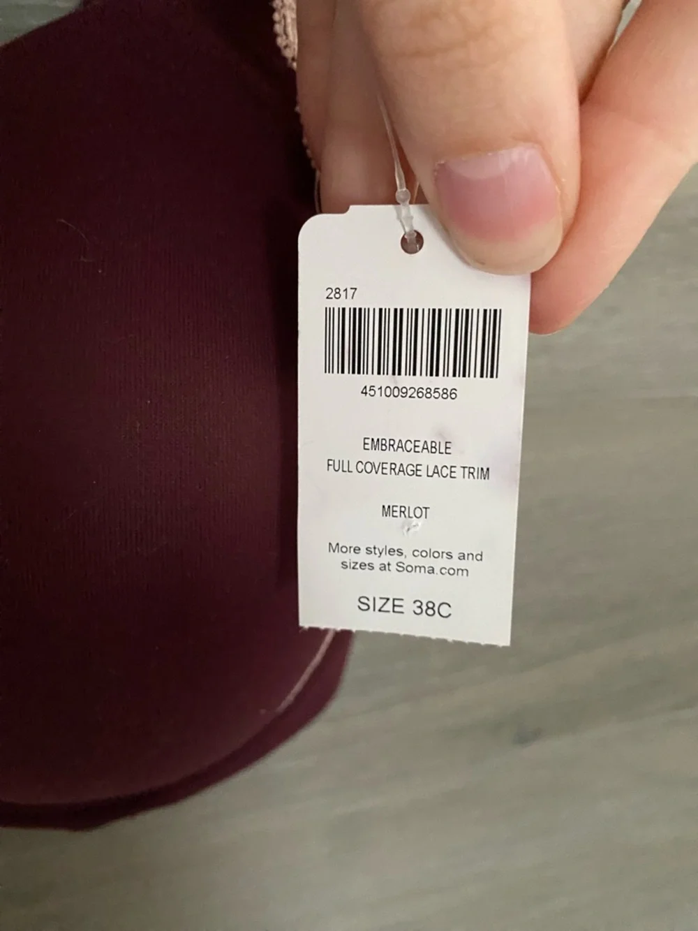 Soma Embraceable Full Coverage Lace Trim Bra NWT - Picture 4 of 5